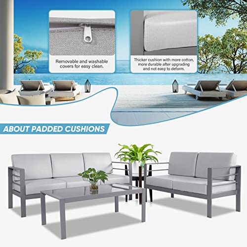 Greelife Outdoor Patio Furniture Set Metal Patio Couch Conversation Sets Modern Sectional Seating Sofa With Waterproof Cushion And Coffee Table（3 Pieces） #TOP2