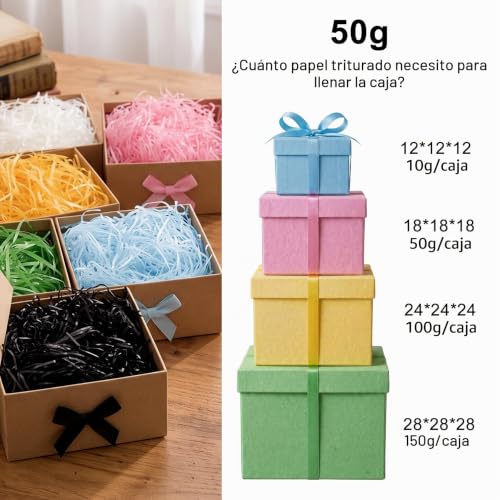 Miniatura 2 de 50g Papel Relleno Cajas Regalo, Diy Rafia Papel Empaquetado Relleno Material Para Decoración Fiestas, Blanco