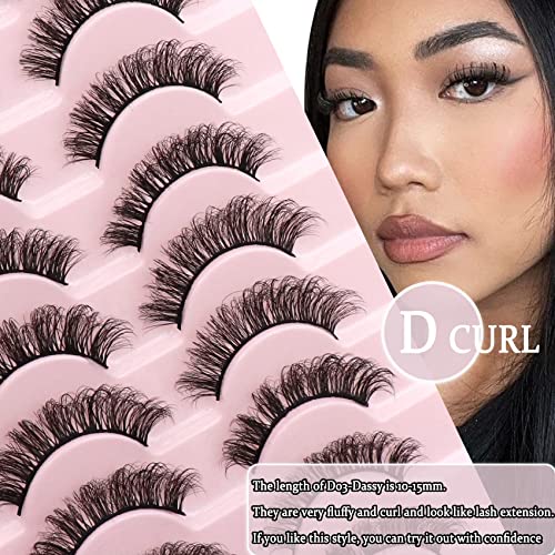 False Eyelashes Natural Lashes Mink Faux Russian Strip Lashes Fluffy 10 Pairs Volume Fake Eyelashes Extension(D03) #TOP12