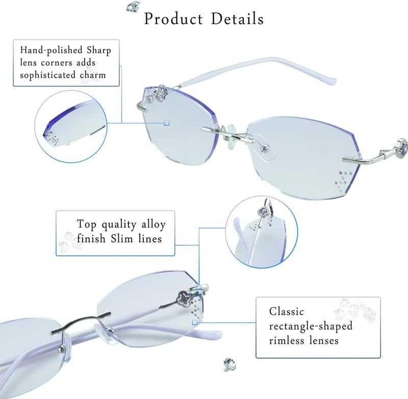 Miniatura 2 de LifeArt Lentes de bloqueo de luz azul, anteojos de lectura para computadora, anti rayos azules, reducen la fatiga ocular, marco sin montura tintada
