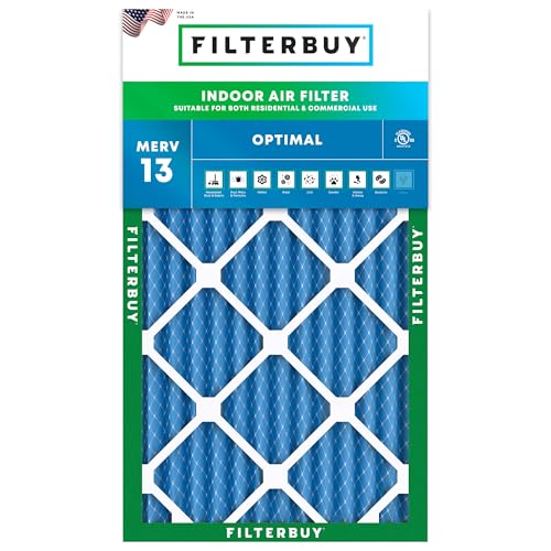 Filterbuy 20x36x2 Air Filter MERV 13 Optimal Smoke & Allergy Defense (1-Pack), Electrostatic Pleated HVAC AC Furnace Filters Replacement, Made in USA (Actual Size: 19.50 x 35.50 x 1.75)