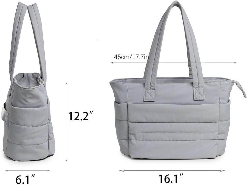 ZiDeTang Tote Bag for Women, Lightweight Puffy Large Capacity Tote Bag with Compartments Shoulder Handbag Travel Gym