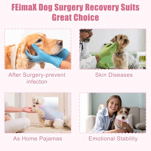 Image of FEimaX Dog Surgery Recovery Suit Female and Male Spay with Pee Hole, Pet Body Suits for Puppy After Spayed, Neuter Surgical Onesie for Small and Medium Dogs Cats, Alternative Bandages E-Collar & Cone