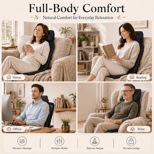 comrelax Vibrating Back Massager for Chair with Heat & Cooling, Chair Massager Pad with Adjustable Neck Support, Vibration Massage Seat Cushion for Office Chair Recliner, Home Relaxation by comrelax - Image 5