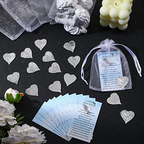 Fumete 100 Sets Funeral Favors for Guests Celebration of Life Decorations Heart Pocket Hug Token Angel Coins and Memorial Prayer Cards Funeral Decor Sympathy Gifts (English) by Fumete - Used condition - Image 4