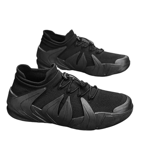 Large-Size Men's Hiking Shoes | Breathable mesh Upper Fashion Shoes, Casual and Sporty Outdoor Shoe Style (Black,6.5)