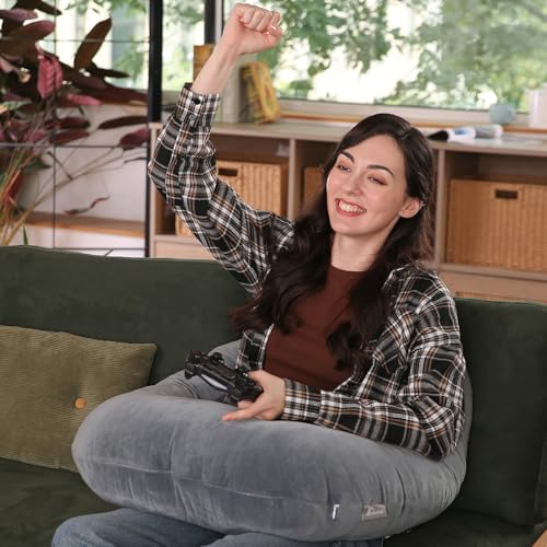 AmyWtb U-Shape Gaming & Reading Pillow Dark Gray