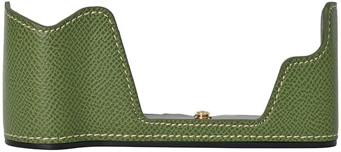 E-M10 IV Case, Handmade PU Leather Half Camera Case Bag Cover Bottom Opening Version for Olympus OM-D E-M10 Mark IV With Hand Strap (Green)