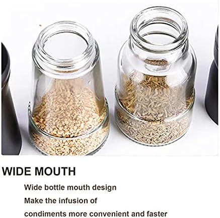 KMHZ Stainless Steel Salt and Pepper Shakers Set with Glass Bottom and Adjustable Pour Holes