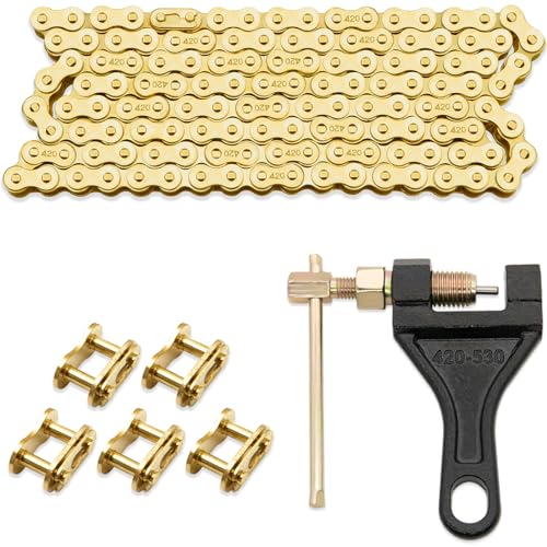 ASDFGHT 420 Motorcycle Chain Gold - Heavy Duty 420 Chain
