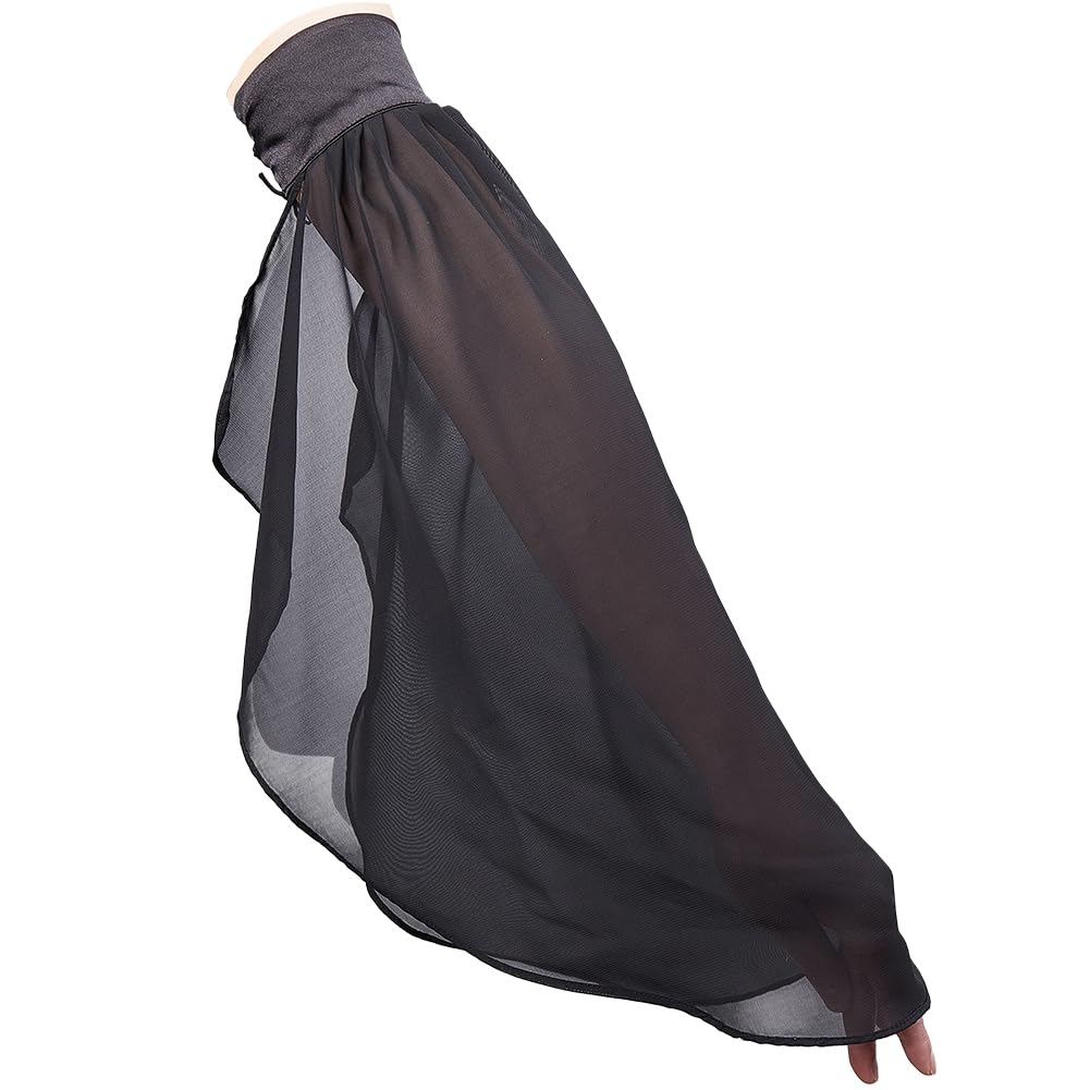 CABODYALS 1 Pair Victorian Lace Sleeves Long Tulle Detachable Chiffon Gloves Gothic Black Sheer Mesh Breathable Arm Sleeves for Women Vmpire Witch Cosplay Costume Wedding Party Accessories