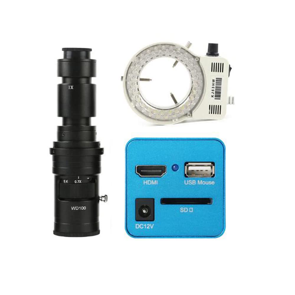1080P Industrial Digital Video Microscopio Cámara SD Disco Grabadora de Video Cámara de medición 500X C-Mount Lens Whit 56-LED Anillo de luz Ajustable