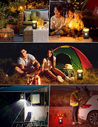 lanktoo LED Camping Lantern Rechargeable Camping Power Bank Running 350Hrs, LCD Screen 4 Light Mode LED Tent Light, Waterproof Outdoor Working Light for Power Cuts Emergency Fishing Hiking