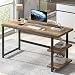 FOLUBAN Computer Desk, Modern Home Office Desk with Storage Shelves, Writing Study Gaming Table for Living Room Bedroom, Rustic Oak, 53 Inch