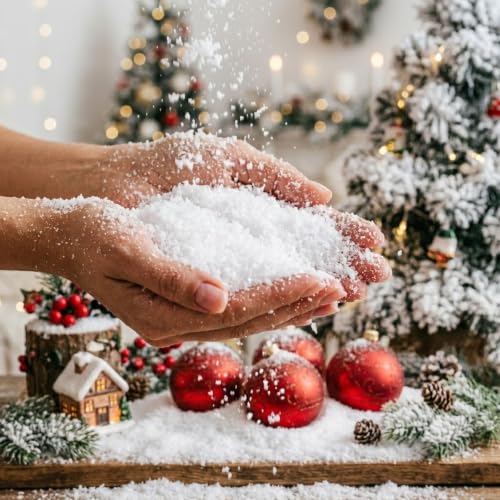 Jonami Nieve Artificial Decorativa Navidad, Copos de Nieve Decorativos, Efecto Nieve Realista para Interior, Decoraciones Navideñas Listas para Usar - 2 litros