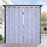 WANGCAIER Outdoor Waterproof Curtains for Patio - Sun Blocking Stripe Drapes for Pergola Terrace Garden Balcony Decoration, 2 Panel,L-2×W100*200cm(39 * 79in)