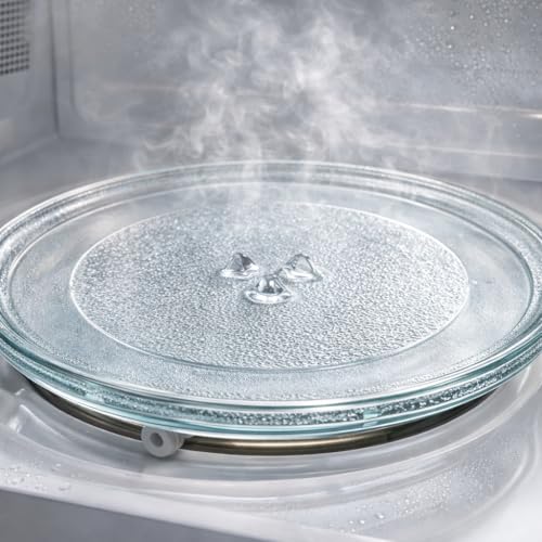 KIJUK Mikrowellenteller Glas 24,5 cm – Universal Ersatzdrehteller für Mikrowelle, Hochtemperaturbeständiger Ersatzteller, Mikrowellen Teller Glas