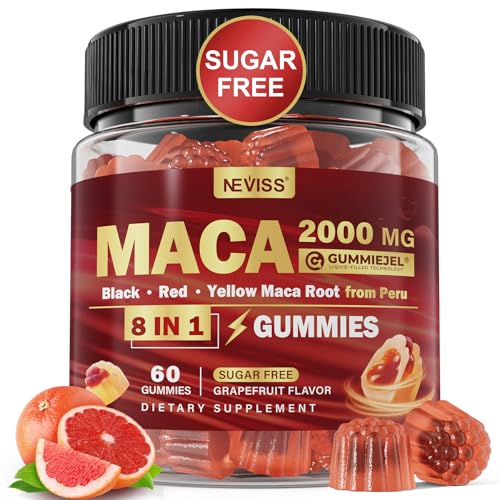 Maca Root Gummies (Black, Red & Yellow) 2000mg for Women Men w/ Ashwagandha
