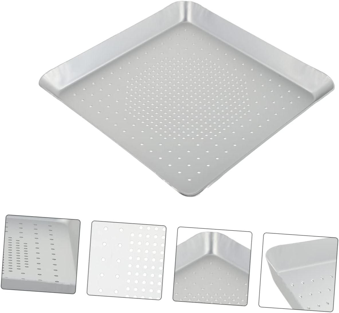 Zerodeko 1pc Square Perforated Pizza Baking Pan for Home Baking Nonstick Aluminum Pizza Tray Resistant Easy Demold Design