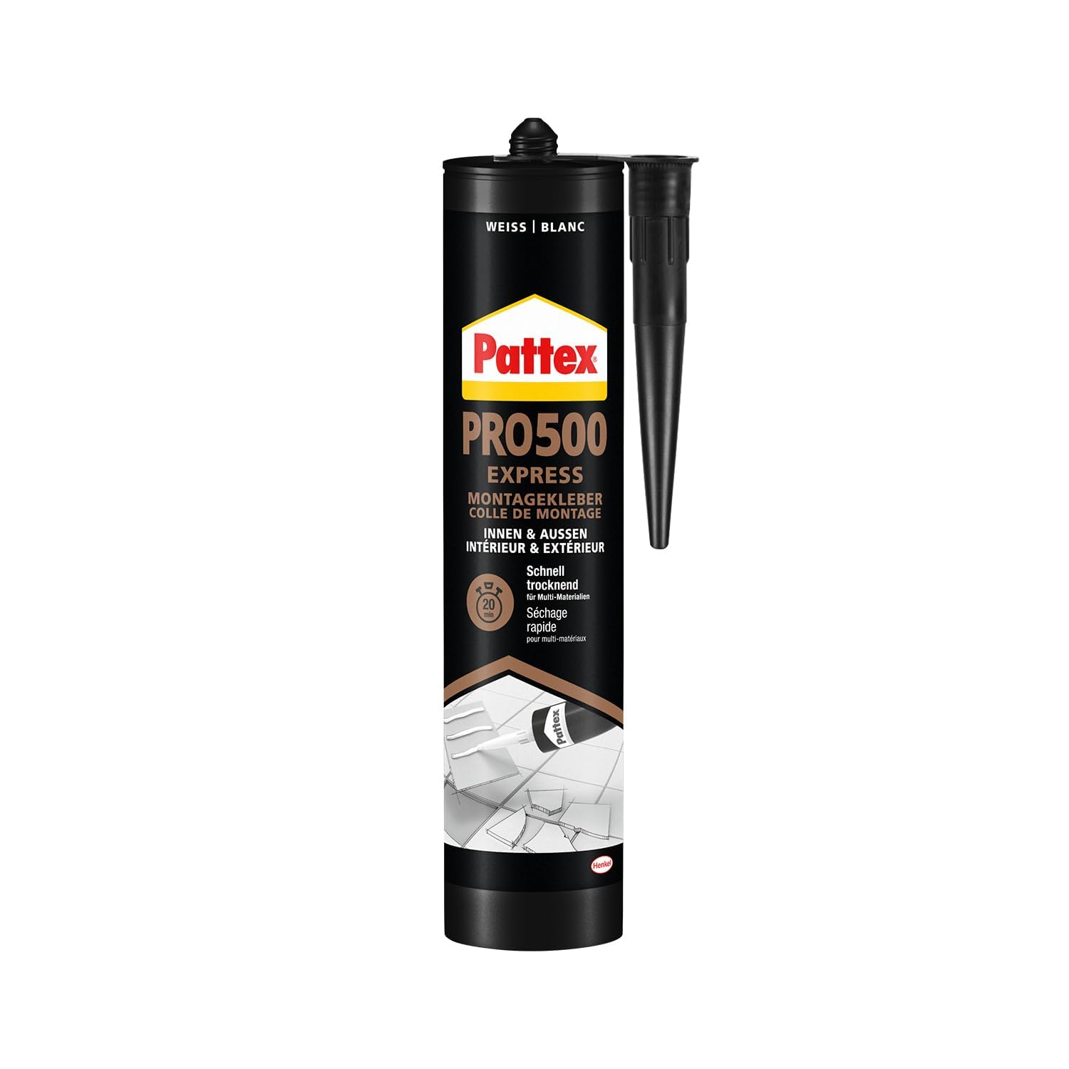 Pattex PRO 500 6er Set | Extra starker Montagekleber mit dauerhafter Verbindung – perfekt für schwere Objekte