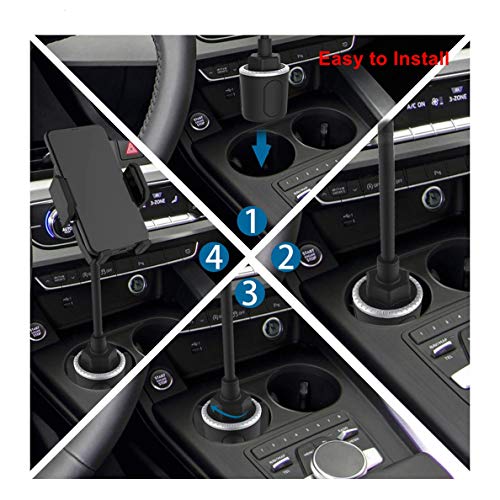 Dhystar Golf Cart Cup Car Phone Mount, Universal Cup Holder Cell Phone Mount Cradle For Car, Golf Cart, Truck, Fits Most Smartphones,8" Long Arm Gooseneck,Adjustable & 360 Rotation #TOP5