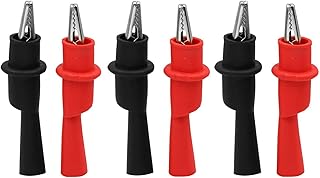 Multimeter Alligator Clips Set, 6PCS Silicone Alligator Clip Test Kit, Banana Test Lead Probe Clip, Test Extension Suitable Used in Laboratory Electric Testing Work and Cable Lead Clip…