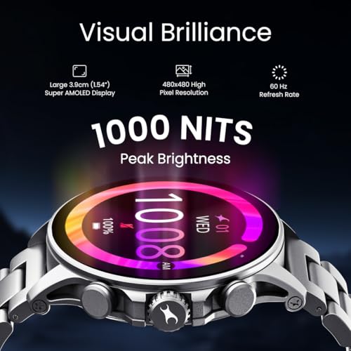 Image of Fastrack Marvellous FX2 1.54 inch Super AMOLED Smart Watch with SpO2, Sleep Monitor, BT Calling, Metal Body, Voice Assistant, 100+ Sports Modes - Smartwatch for Professionals (Black)