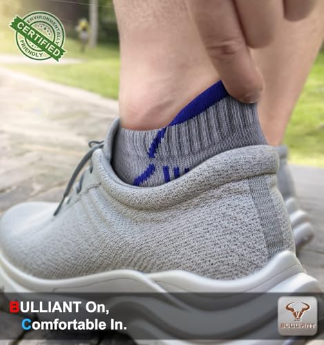 Image of BULLIANT Men Running Ankle Socks 6Pack-Cushioned Support-Low Cut No Show | Fully Terry Sole | Arch Support | Seamless Toe Closure | Moisture-Wicking Breathable Mesh | Reinforced Heel&Toe