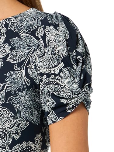 Image of Tommy Hilfiger Women's Puff Sleeve Crew Neck Jersey Shift Mini Dress
