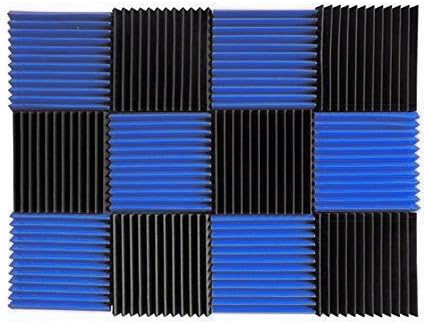 12 Pack Wedge Foam Blue Charcoal 1 Inch x 12" W x12" L Acoustic Foam Panels Recording Studio Foam