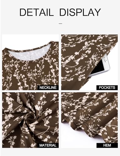 Image of Tanst Sky Womens Casual Round Neck Plus Size Floral Tunic Shirt Dress with Pockets