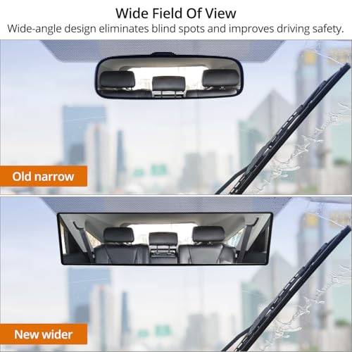 QWORK® Auto Rückspiegel, Panorama Innenspiegel zum Anklipsen, für Auto, SUV, Truck, 30 x 8 cm