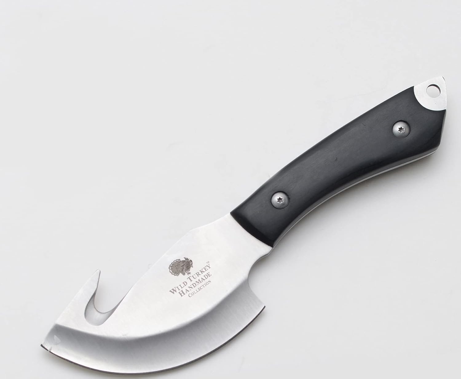 Wild Turkey Handmade Collection Full Tang Fixed Blade Gut Hook Skinner Knife w/Leather Sheath. (Black)