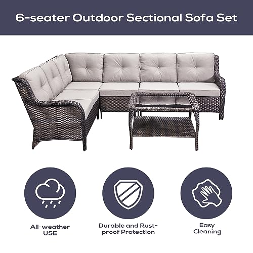 Outdoor-Furniture-Sectional-Sofa-L-Shaped-Couch-Patio-Wicker-Set-with-Coffee-Table-3-Piece-Rattan-Patio-Conversation-Sets-with-Beige-Cushion-for-Deck-Backyard-Sunroom Outdoor Furniture Sectional Sofa L Shaped Couch Patio Wicker Set with Coffee Table 3 Piece Rattan Patio Conversation Sets with Beige Cushion for Deck Backyard Sunroom