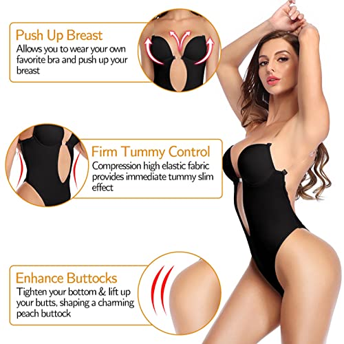Body Gainant String Taille Haute Dos Nu et Soutien-Gorge Push-Up - 6