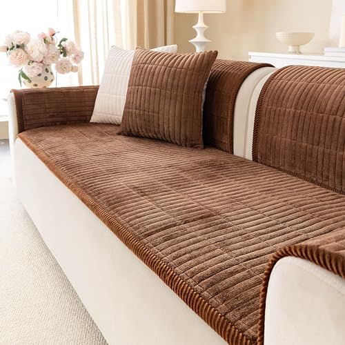 Housse Canapé Chien Aucrovee Velours Lavable Marron