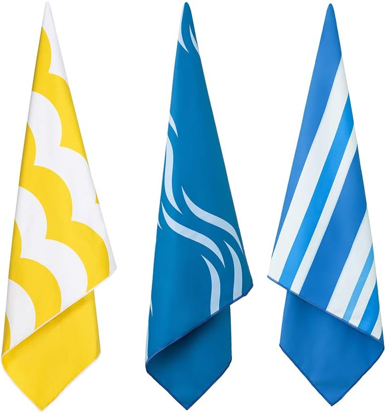 Easthills Outdoors Microfiber 3 Pack Beach Towels - Quick Dry Travel Towel Men and Women, Ultra Compact, Extra Absorbent with Carrying Bag (Multicolor-3 Pack 03, Large 30" x 60")