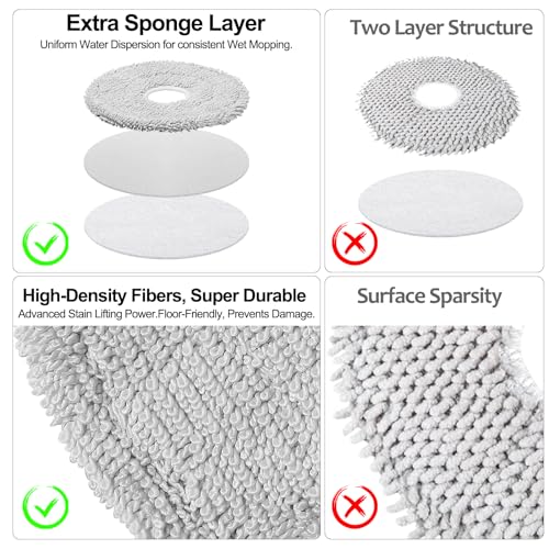 Image of 12 Pack Mop Cloth Pads for Dreame L40 Ultra /Mova P10 Pro Ultra / L10s Ultra Gen 2 / X40 Ultra /X50 Ultra / E30 Ultra / P50 Pro Ultra Robot Vacuum, Wet Mopping Pad Reusable Floor Cleaning Accessories