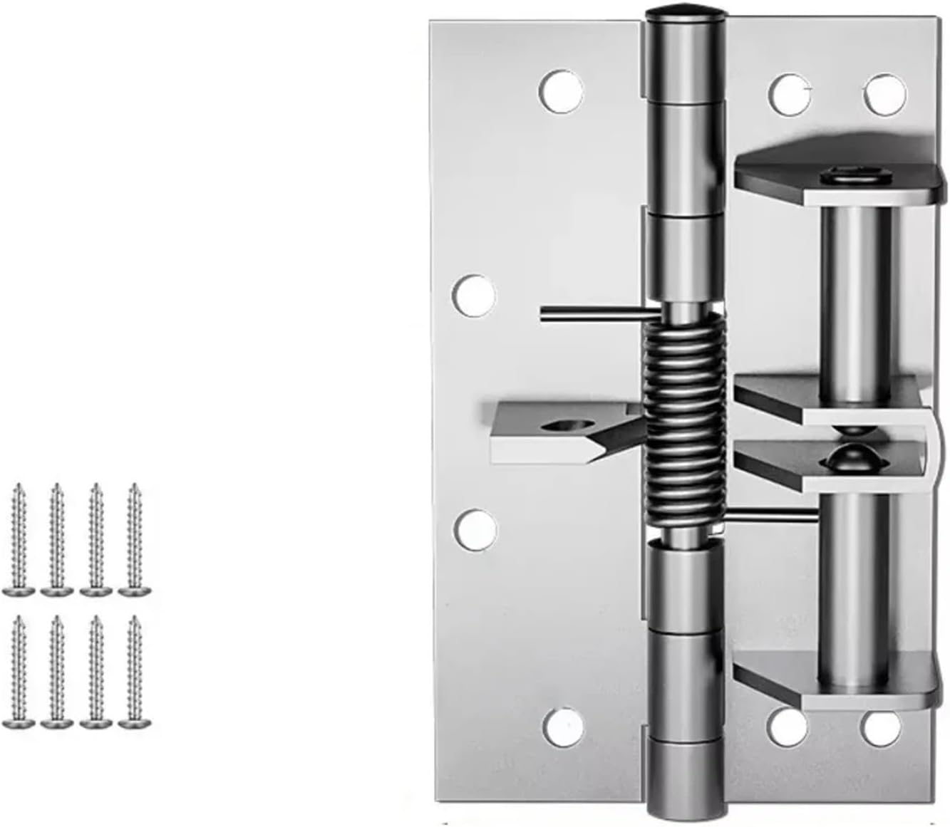 90 Degree Door Closer Right Angle Positioning Closing Hinge Self-Closing Noise Reduction Invisible Spring(Silver)