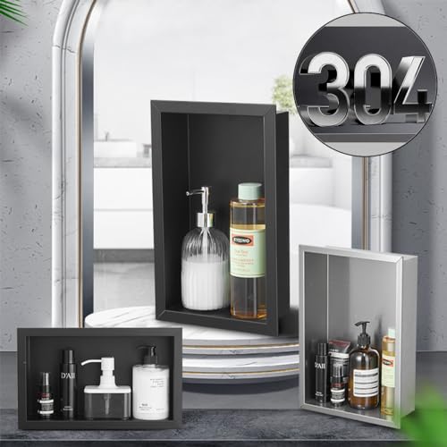 Niche de douche encastrée en acier inoxydable finition brossée