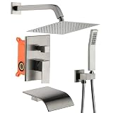 Shower System Brushed Nickel Wall Mounted Bathroom Shower Fixtures 10 Inch Rain Mixer Shower Combo W