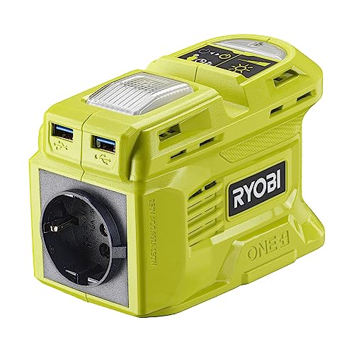 RYOBI - Inverseur de Tension sans Fil 18V One+ RY18BI150B-0 – Prise 230V + USB, Puissance 150W pour Recharge Appareils Électriques - Nomade – Batterie Non...