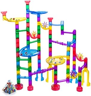 Gifts2U Marble Run Sets Kids, 122 PCS Marble Race Track Game 90 Translucent