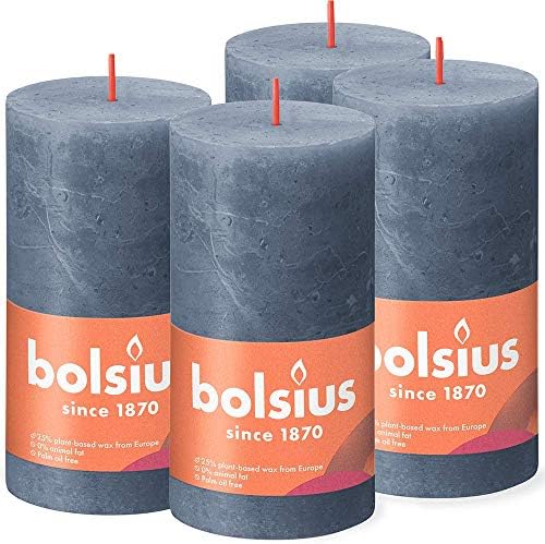 Bolsius Rustic Pillar Candle - Ivory - Pack of 4 - Long Burning Time of 60 Hours - Household Candle - Interior Decoration - Unscented - Natural Vegan Wax - No Palm Oil - 130 x 70 mm
