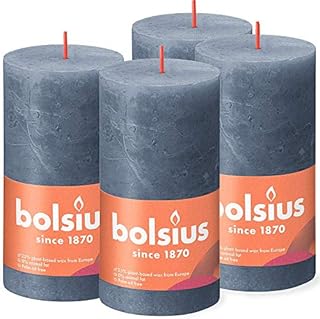 BOLSIUS Rustic Pillar Candle, Yellow, 13 x 7 cm (Pack 4)