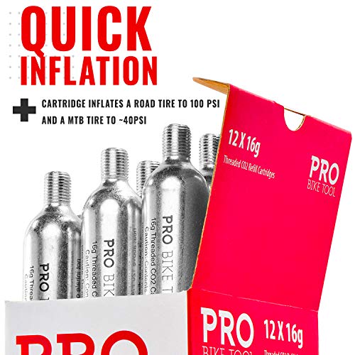 16G Threaded Co2 Cartridges - For All Co2 Bike Tire Inflators With Threaded Connection - Quick Air Refill For Bicycle Tires - Cartridge For Co2 Pump - Road Or Mtb Bikes #TOP4