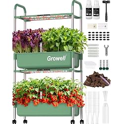 Growell 54 Pods Hydroponics Growing System Kit with Independent Water Pump | Vertical Indoor Herb Garden with 2 Light Modes & 2 Timer, Smart Water Circulation, 28L Water Tank, Movable & Space-Saving