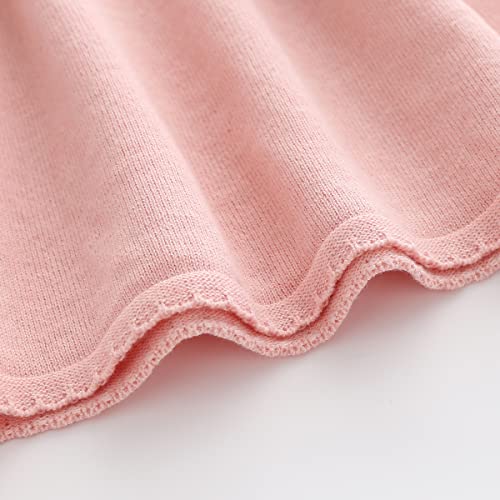 Ibtom Castle Baby Girls Sweater Dresses Infant Toddler Solid Ribbed Pullover Knit Ruffle Long Sleeve Dresses Princess A-Line Tutu Dresses Fall Winter Warm Outfit For Little Kids Pink 18-24 Months #TOP4