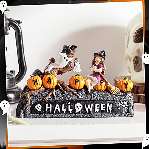 Halloween Resin Decorations Happy Halloween Tabletop Resin Figurine Witch Hand Painted Figurine Halloween Resin Pumpkin Tabletop Decoration For Halloween Indoor Tabletop Mantel Shelf Party Decoration #TOP3