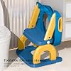 2 in 1 Potty Training Seat with Ladder for Toddler, Upgraded Adjustable Height Potty Training Toilet Splash Guard Anti-Slip Pad Step Stool for Boys and Girls(Yellow and Blue)